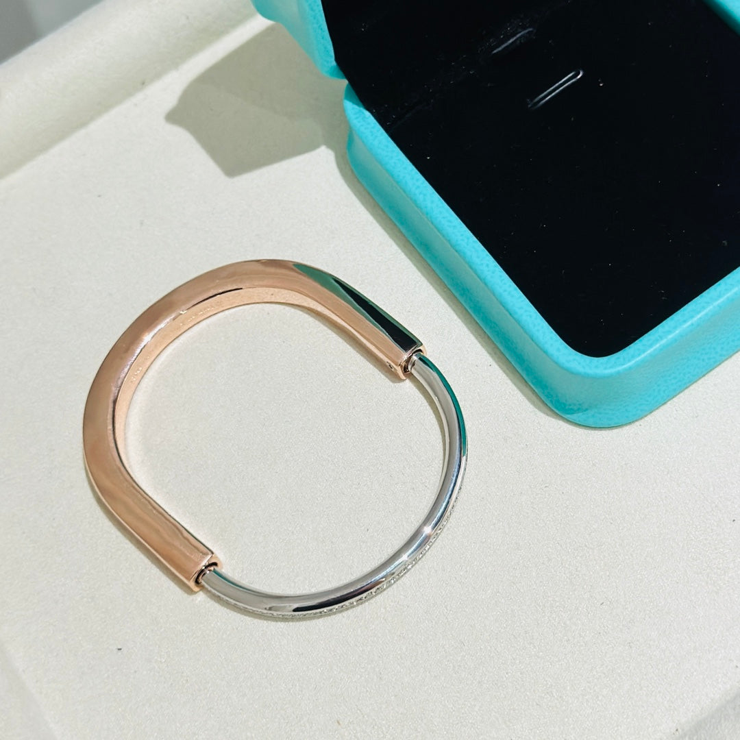 [Clover Jewelry]LOCK PINK GOLD SILVER DIAMOND BRACELET