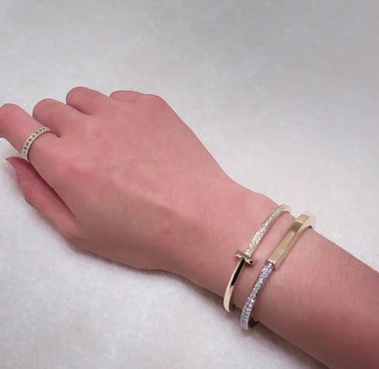 [Clover Jewelry]LOCK PINK GOLD SILVER DIAMOND BRACELET