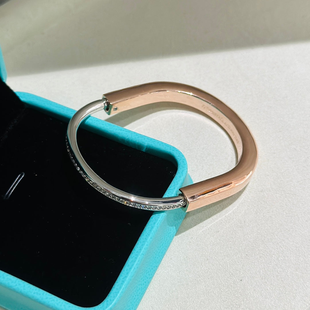 [Clover Jewelry]LOCK PINK GOLD SILVER DIAMOND BRACELET