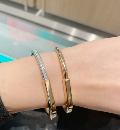 [Clover Jewelry]LOCK PINK GOLD SILVER DIAMOND BRACELET