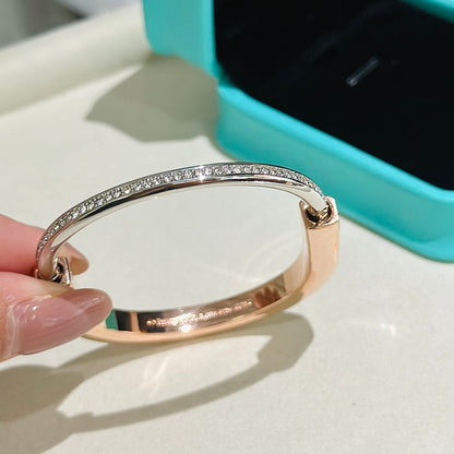 [Clover Jewelry]LOCK PINK GOLD SILVER DIAMOND BRACELET