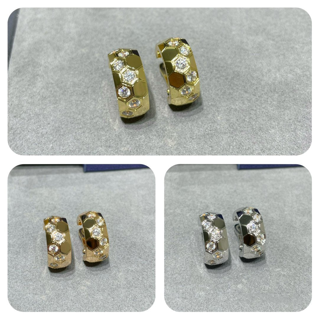 [⭐Clover Jewelry]BEE LOVE DIAMOND HOOP EARRINGS