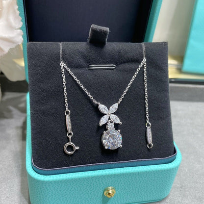 [Clover Jewelry]VICTORIA PENDANT SILVER DIAMOND NECKLACE