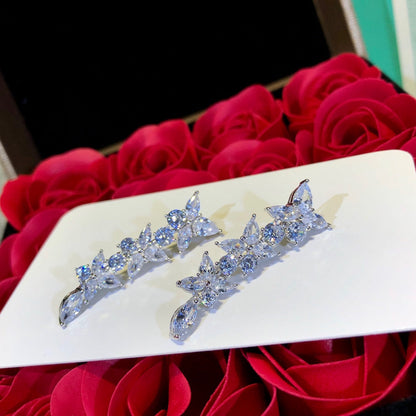 [Clover Jewelry]VICTORIA SILVER DIAMOND DROP EARRINGS