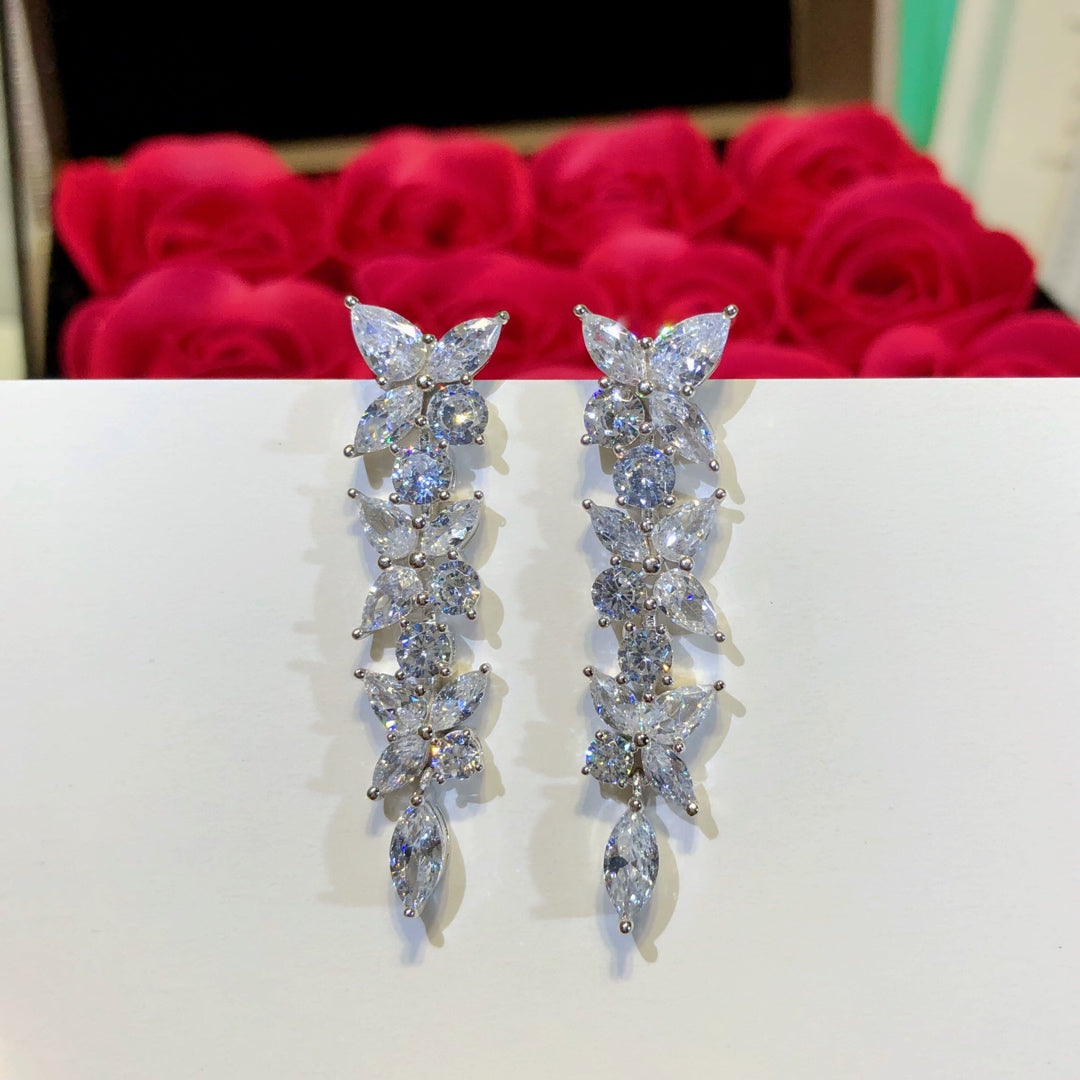 [Clover Jewelry]VICTORIA SILVER DIAMOND DROP EARRINGS