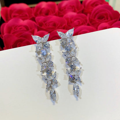 [Clover Jewelry]VICTORIA SILVER DIAMOND DROP EARRINGS