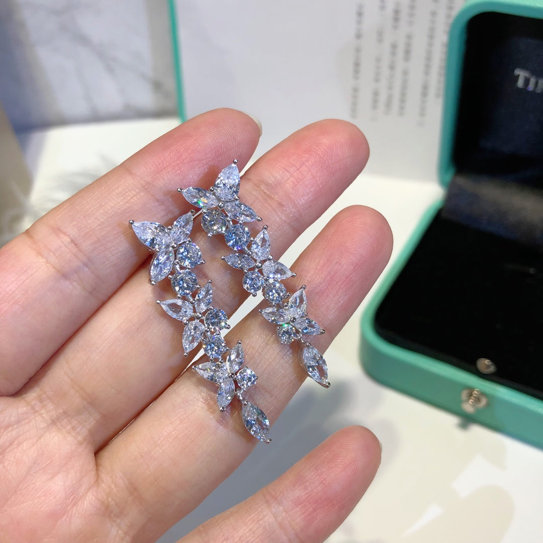 [Clover Jewelry]VICTORIA SILVER DIAMOND DROP EARRINGS
