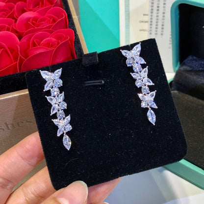 [Clover Jewelry]VICTORIA SILVER DIAMOND DROP EARRINGS