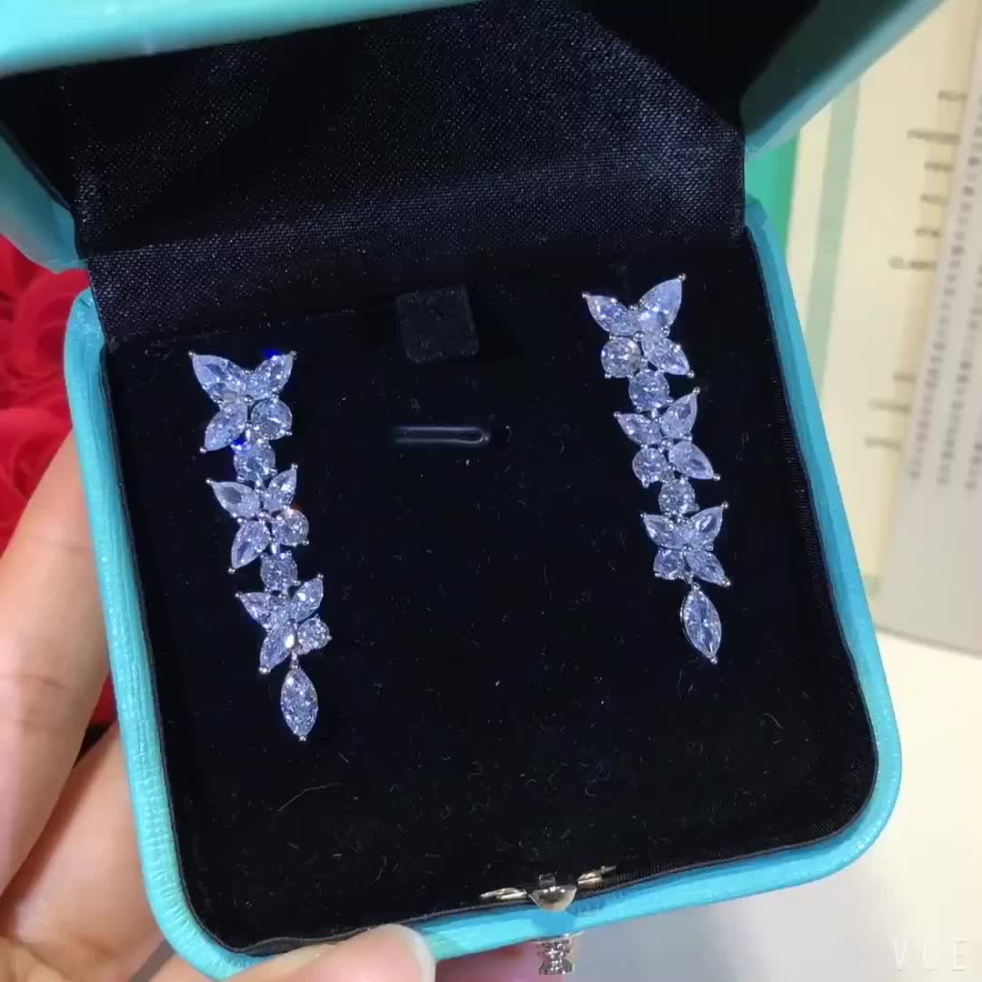 [Clover Jewelry]VICTORIA SILVER DIAMOND DROP EARRINGS