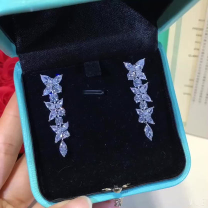 [Clover Jewelry]VICTORIA SILVER DIAMOND DROP EARRINGS