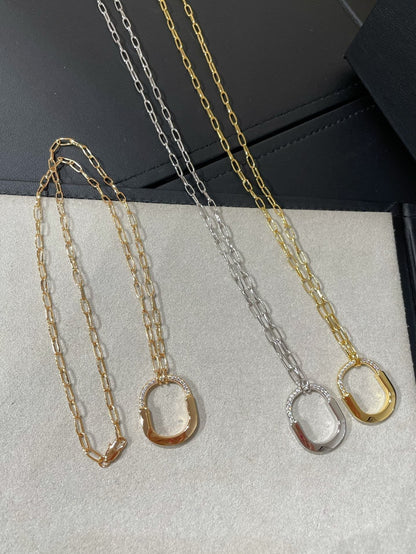 [Clover Jewelry]LOCK MEDIUM PENDANT DIAMOND NECKLACE