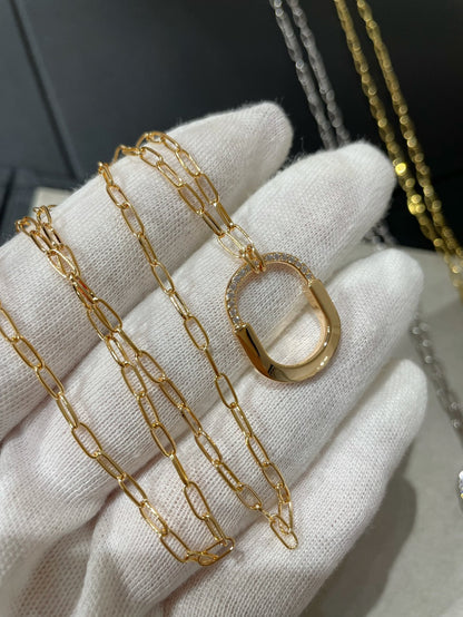 [Clover Jewelry]LOCK MEDIUM PENDANT DIAMOND NECKLACE