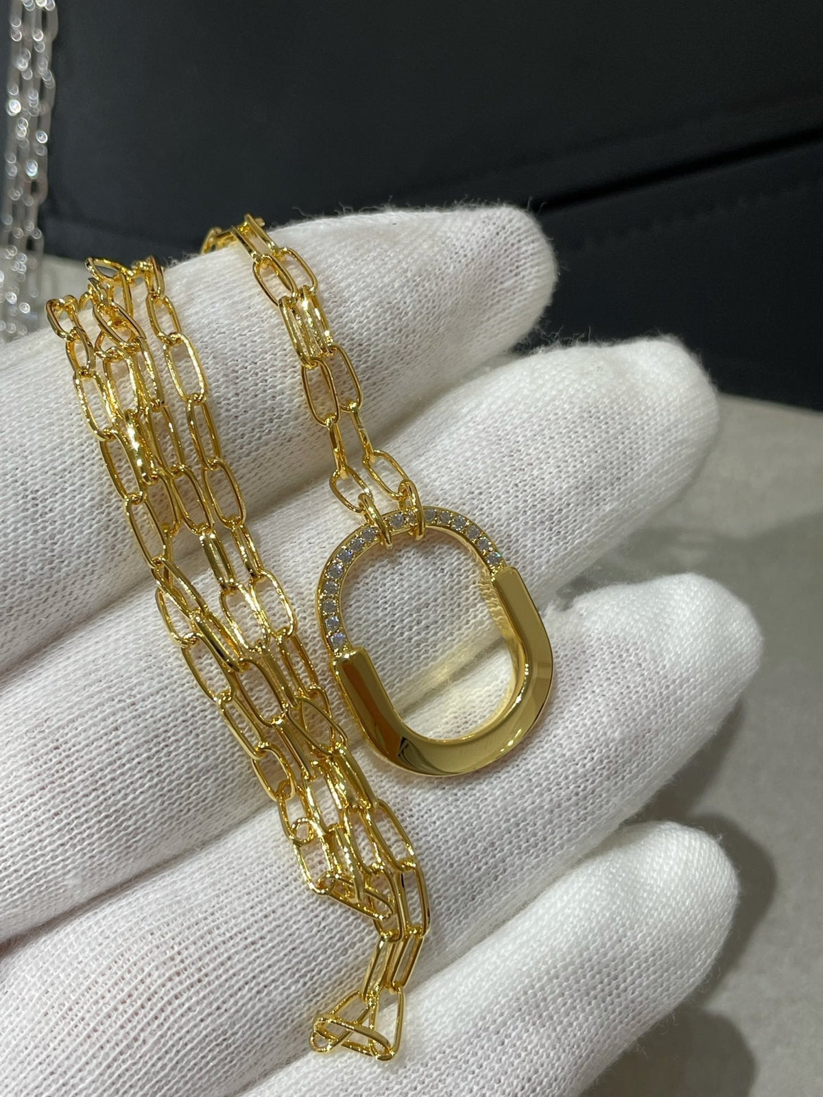 [Clover Jewelry]LOCK MEDIUM PENDANT DIAMOND NECKLACE
