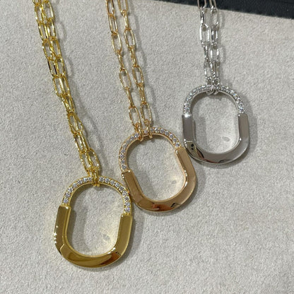 [Clover Jewelry]LOCK MEDIUM PENDANT DIAMOND NECKLACE