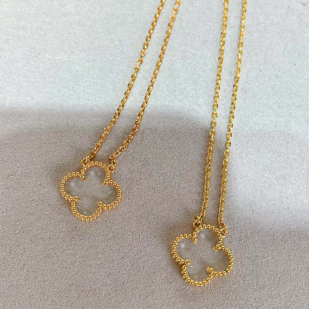 [⭐Clover Jewelry]CLOVER ROCK CRYSTAL ROSE GOLD NECKLACE