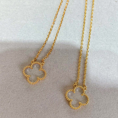 [⭐Clover Jewelry]CLOVER ROCK CRYSTAL ROSE GOLD NECKLACE