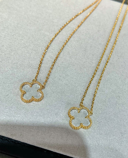 [⭐Clover Jewelry]CLOVER ROCK CRYSTAL ROSE GOLD NECKLACE