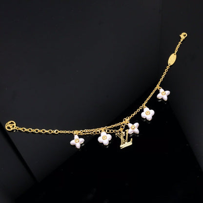 [⭐Clover Jewelry]LOGO 6 MOTIF STAR AND SUN GOLD BRACELET