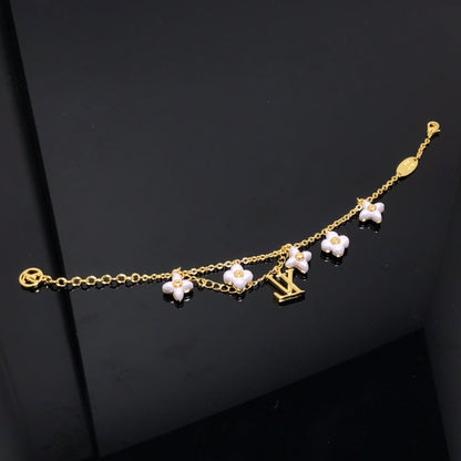 [⭐Clover Jewelry]LOGO 6 MOTIF STAR AND SUN GOLD BRACELET