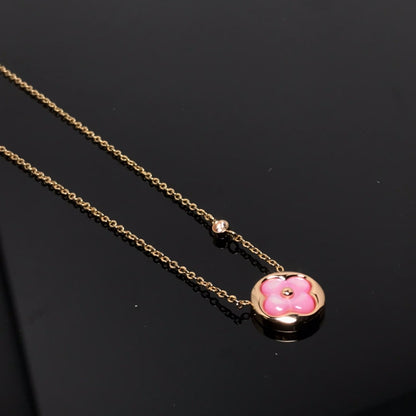 [⭐Clover Jewelry]COLOR BLOSSOM PINK MOP SUN GOLD NECKLACE