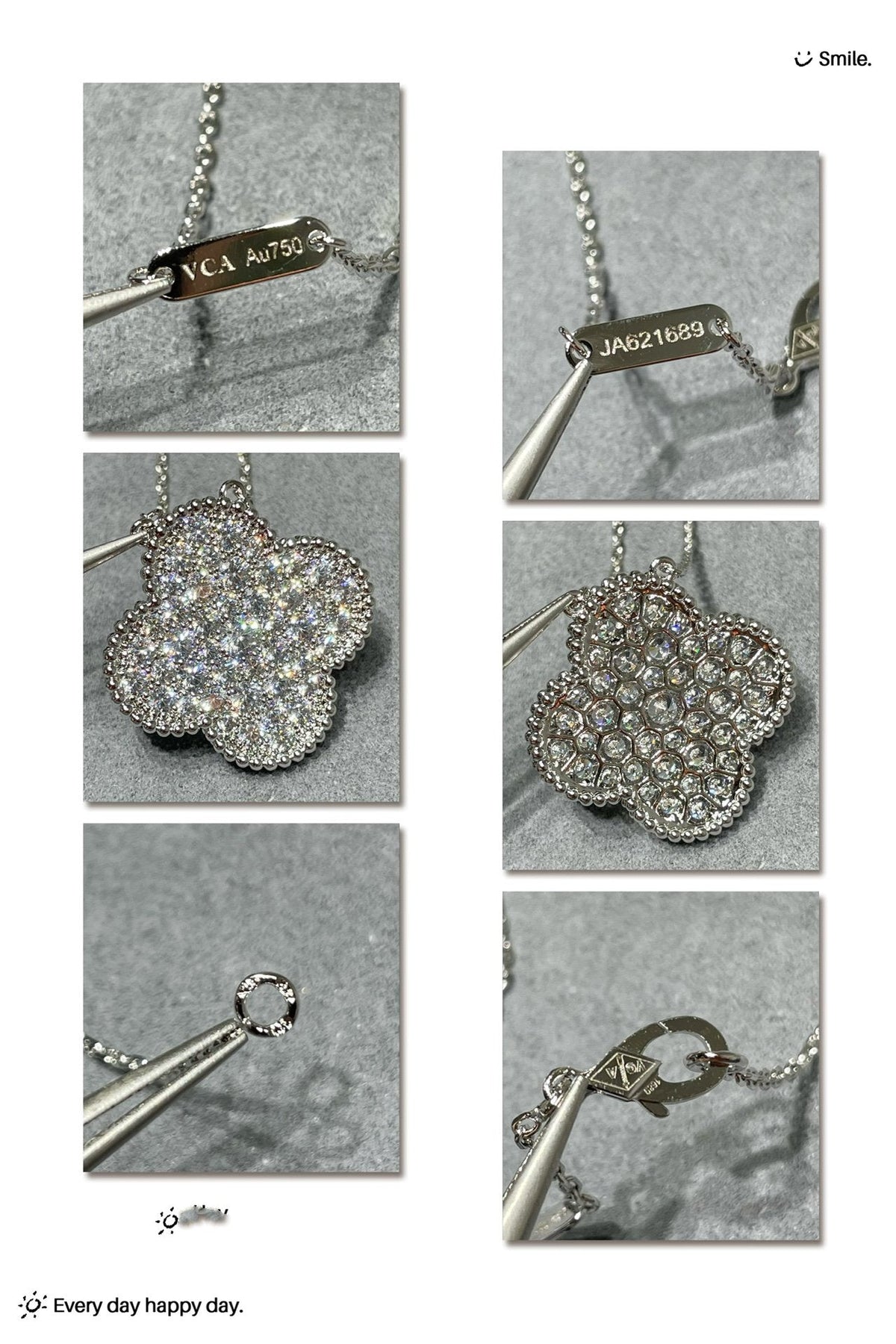 [⭐Clover Jewelry]CLOVER 25MM LARGE PENDANT DIAMOND PAVED SILVER NECKLACE