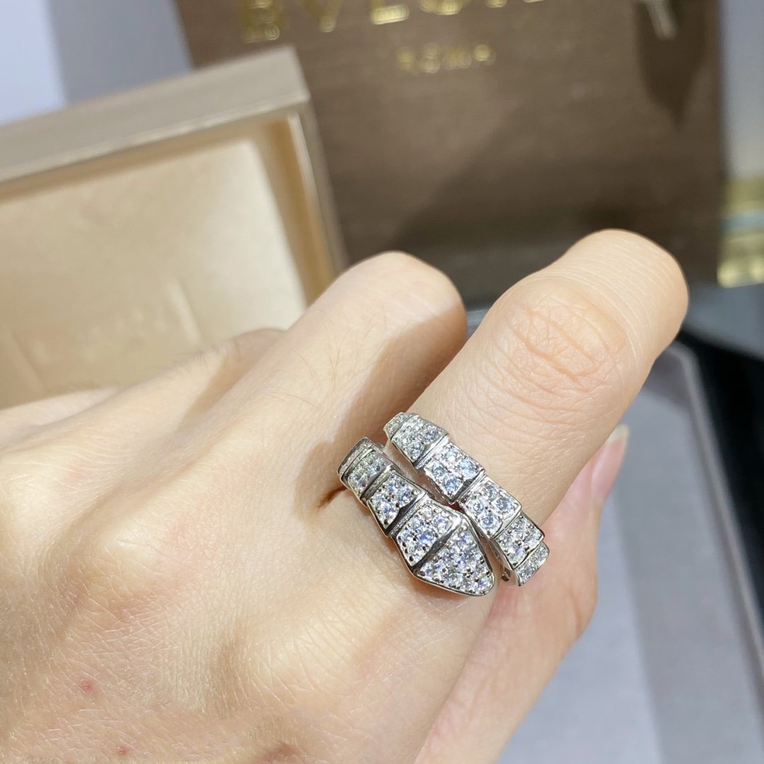 [⭐Clover Jewelry]SERPENTI RING SILVER DIAMOND PAVED
