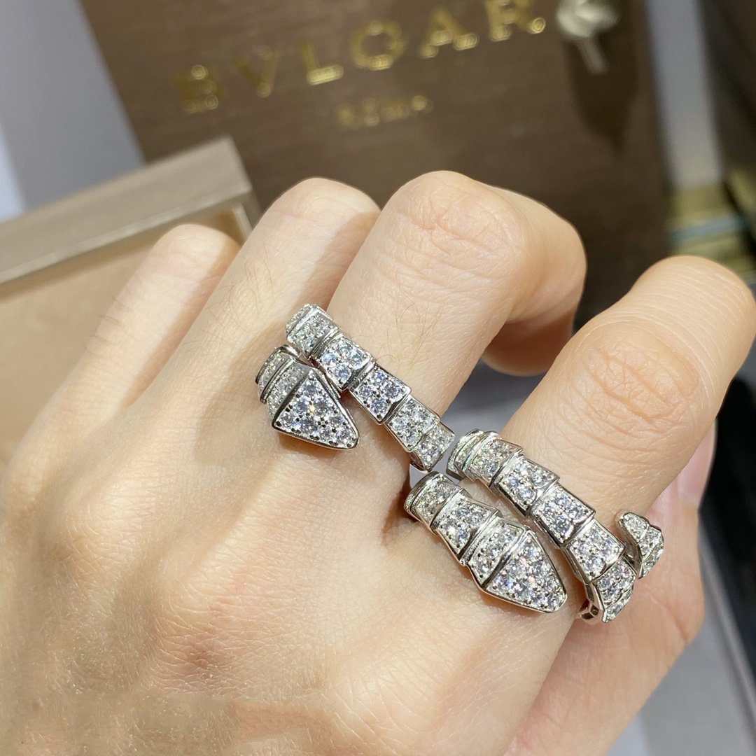 [⭐Clover Jewelry]SERPENTI RING SILVER DIAMOND PAVED
