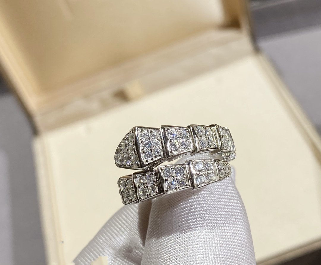 [⭐Clover Jewelry]SERPENTI RING SILVER DIAMOND PAVED