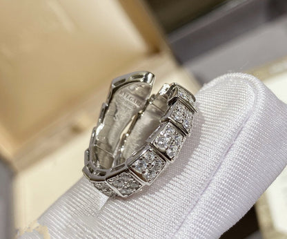[⭐Clover Jewelry]SERPENTI RING SILVER DIAMOND PAVED