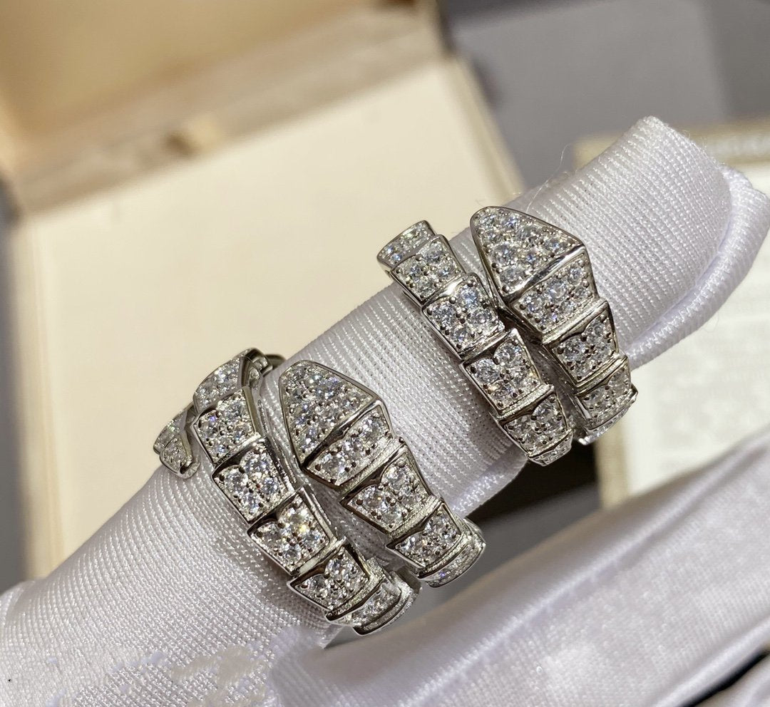 [⭐Clover Jewelry]SERPENTI RING SILVER DIAMOND PAVED