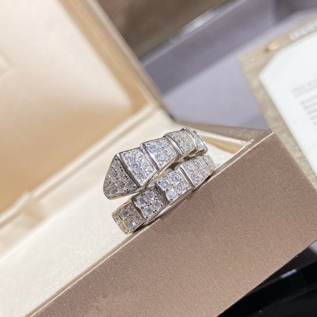 [⭐Clover Jewelry]SERPENTI RING SILVER DIAMOND PAVED