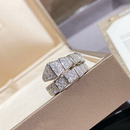 [⭐Clover Jewelry]SERPENTI RING SILVER DIAMOND PAVED