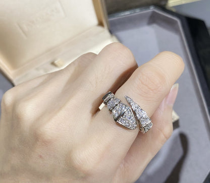 [⭐Clover Jewelry]SERPENTI LARGE RING SILVER DIAMOND PAVED