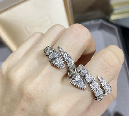 [⭐Clover Jewelry]SERPENTI LARGE RING SILVER DIAMOND PAVED