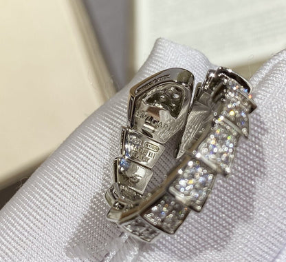 [⭐Clover Jewelry]SERPENTI LARGE RING SILVER DIAMOND PAVED
