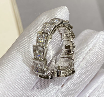 [⭐Clover Jewelry]SERPENTI LARGE RING SILVER DIAMOND PAVED