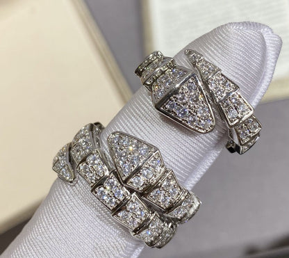 [⭐Clover Jewelry]SERPENTI LARGE RING SILVER DIAMOND PAVED