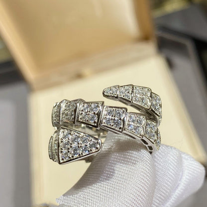 [⭐Clover Jewelry]SERPENTI DOUBLE RING SILVER DIAMOND PAVED
