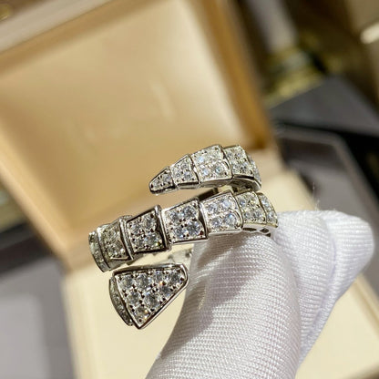[⭐Clover Jewelry]SERPENTI DOUBLE RING SILVER DIAMOND PAVED