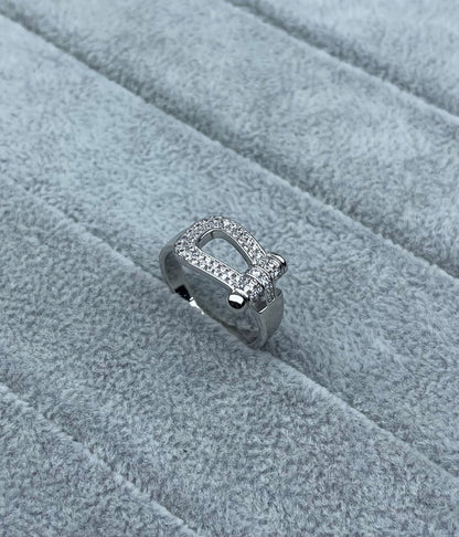 [⭐Clover Jewelry]Wide Hoof-Shaped Diamond-Studded Ring