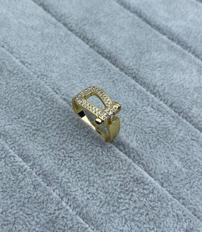 [⭐Clover Jewelry]Wide Hoof-Shaped Diamond-Studded Ring