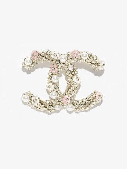 [⭐Clover Jewelry]26C Pink-White Enamel Ice Cream Cone Double C Brooch