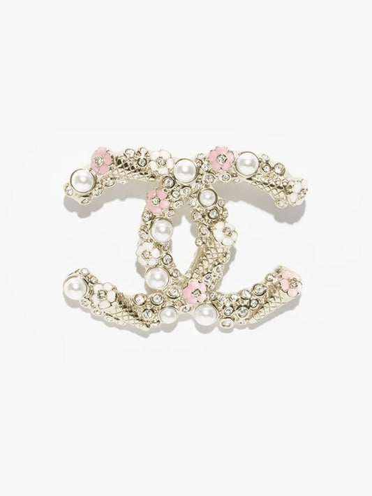[⭐Clover Jewelry]26C Pink-White Enamel Ice Cream Cone Double C Brooch