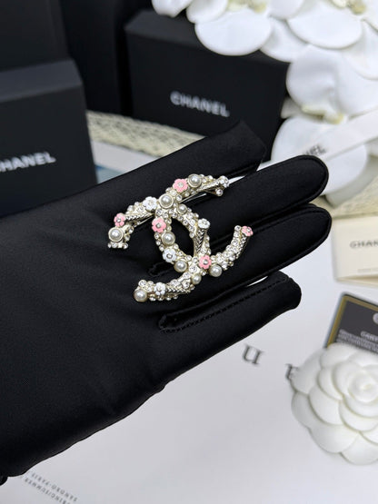 [⭐Clover Jewelry]26C Pink-White Enamel Ice Cream Cone Double C Brooch