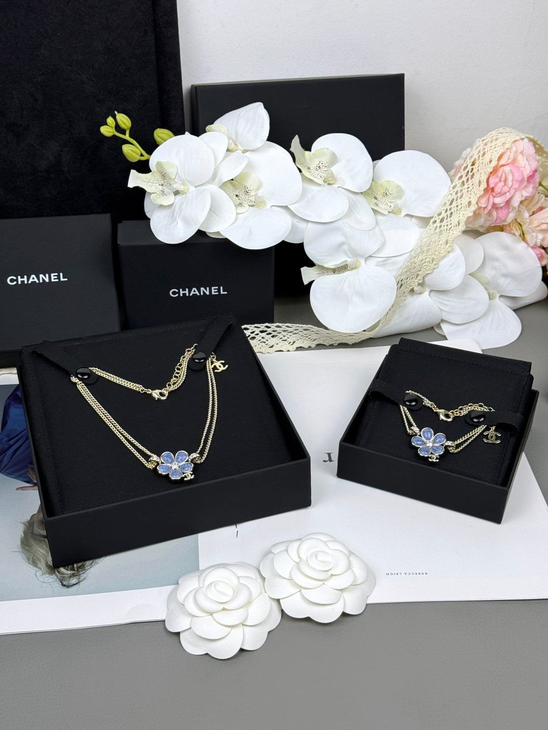 [⭐Clover Jewelry]New Blue Floral Double-Layer Necklace
