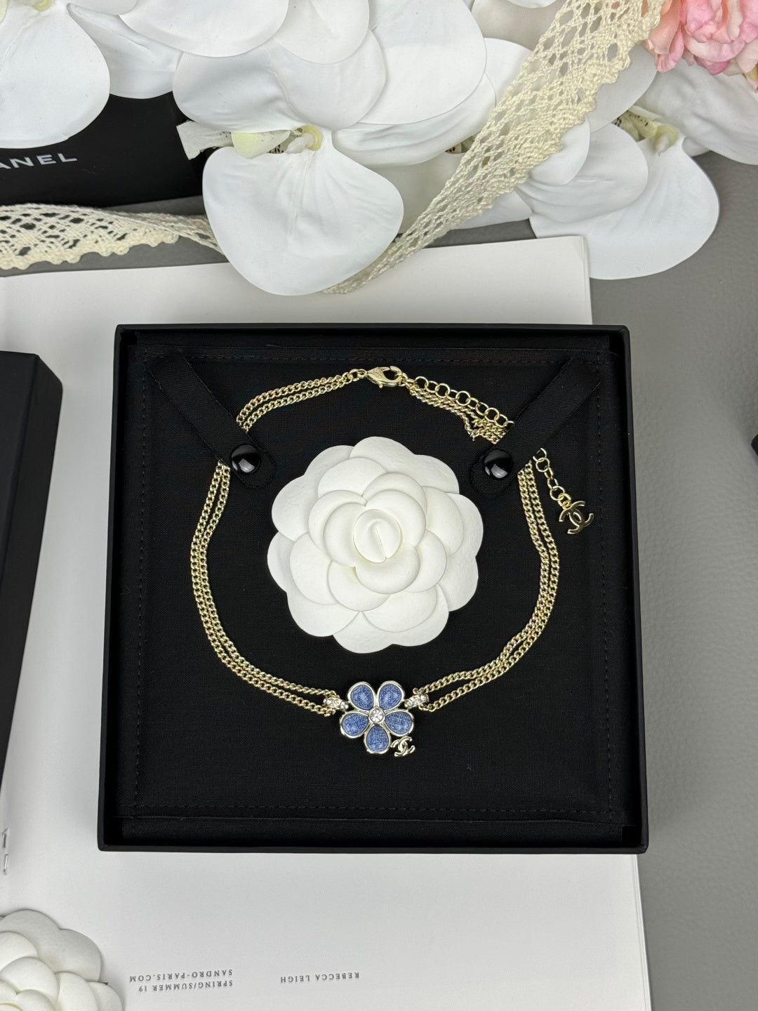 [⭐Clover Jewelry]New Blue Floral Double-Layer Necklace
