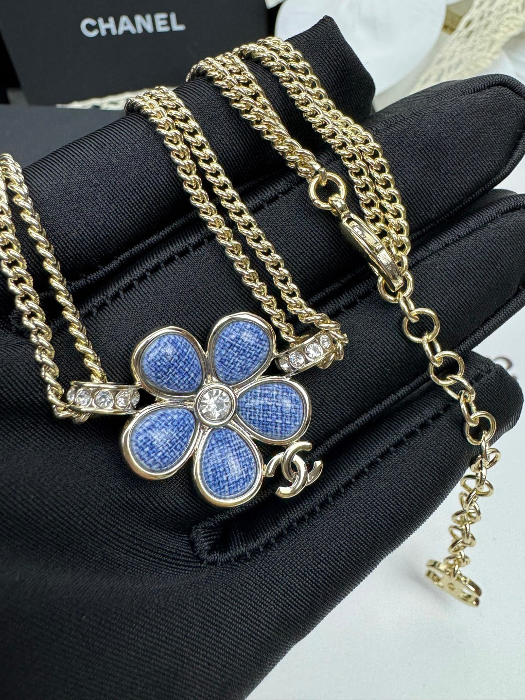 [⭐Clover Jewelry]New Blue Floral Double-Layer Necklace