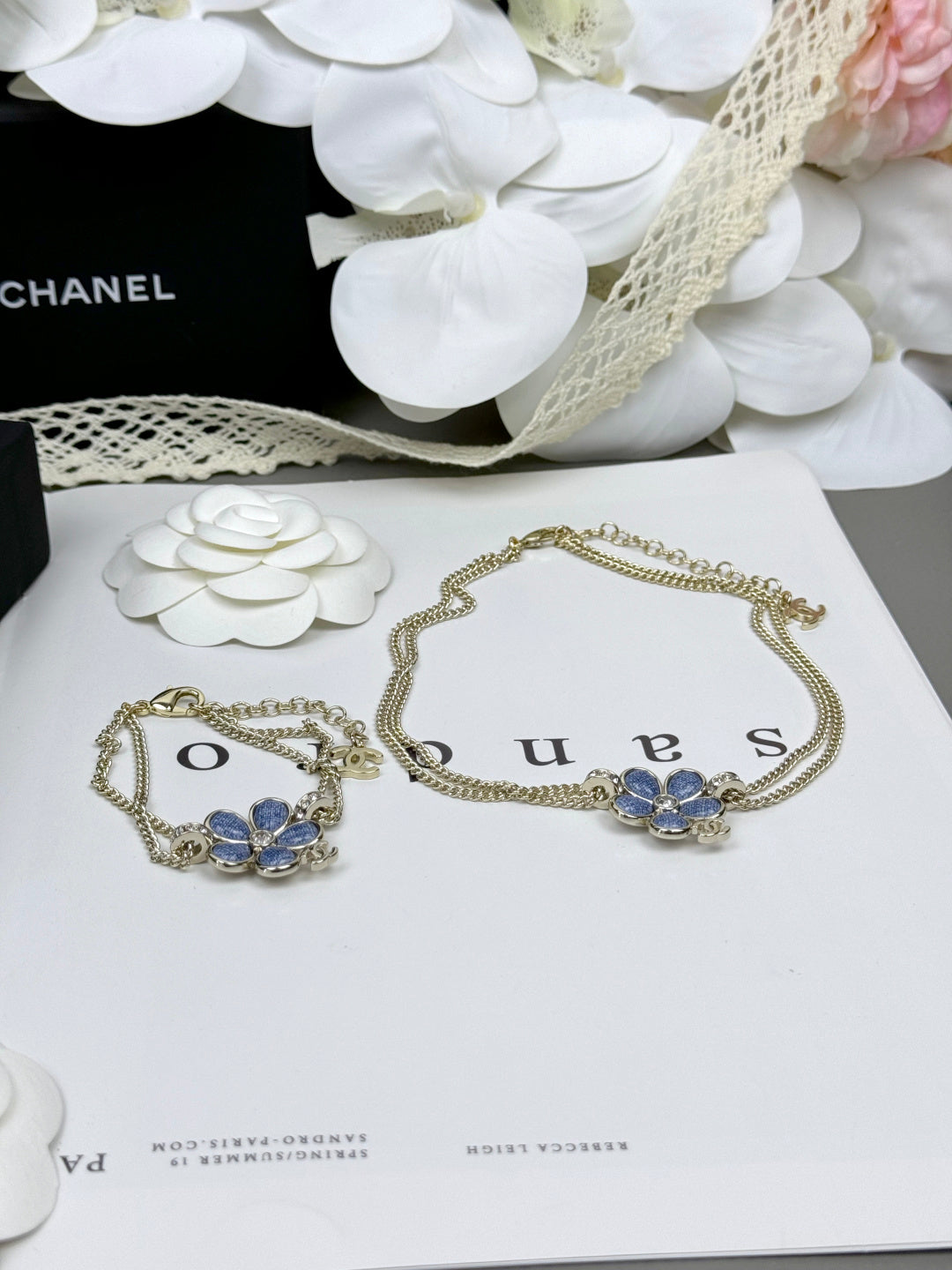 [⭐Clover Jewelry]New Blue Floral Double-Layer Necklace