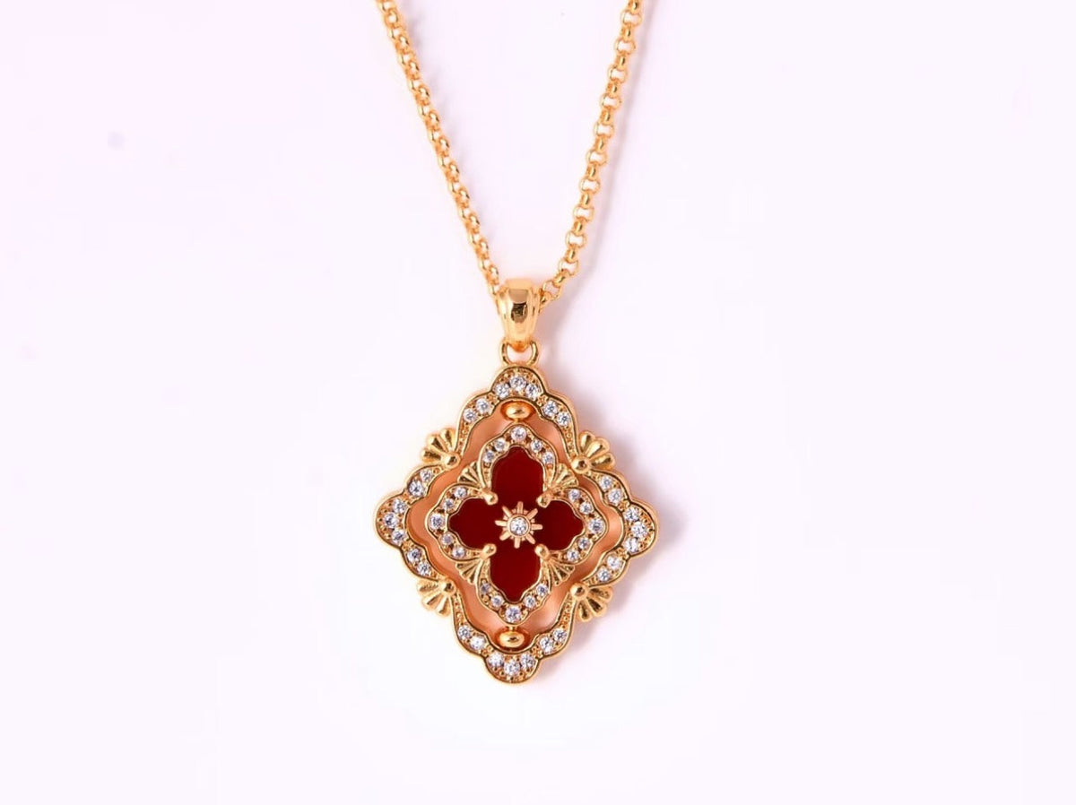 [⭐Clover Jewelry] B.C.L ENAMEL ROTATING SINGLE-DIAMOND NECKLACE（Various colors）