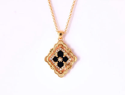[⭐Clover Jewelry] B.C.L ENAMEL ROTATING SINGLE-DIAMOND NECKLACE（Various colors）